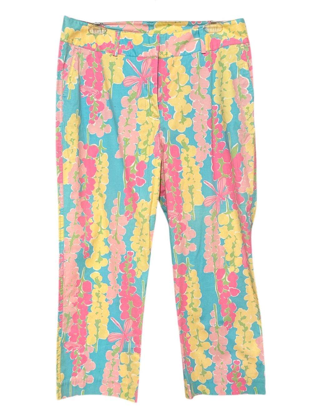 VTG Lilly Pulitzer Snappy Dragon Crop Pants 10 Preppy Resort Summer Spring Ankle